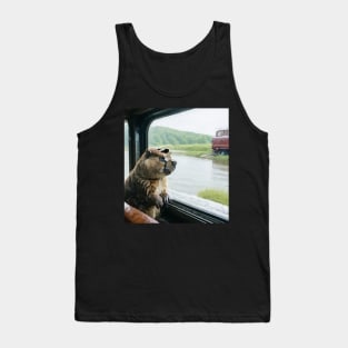 watercolor groundhog looking out train window Tank Top